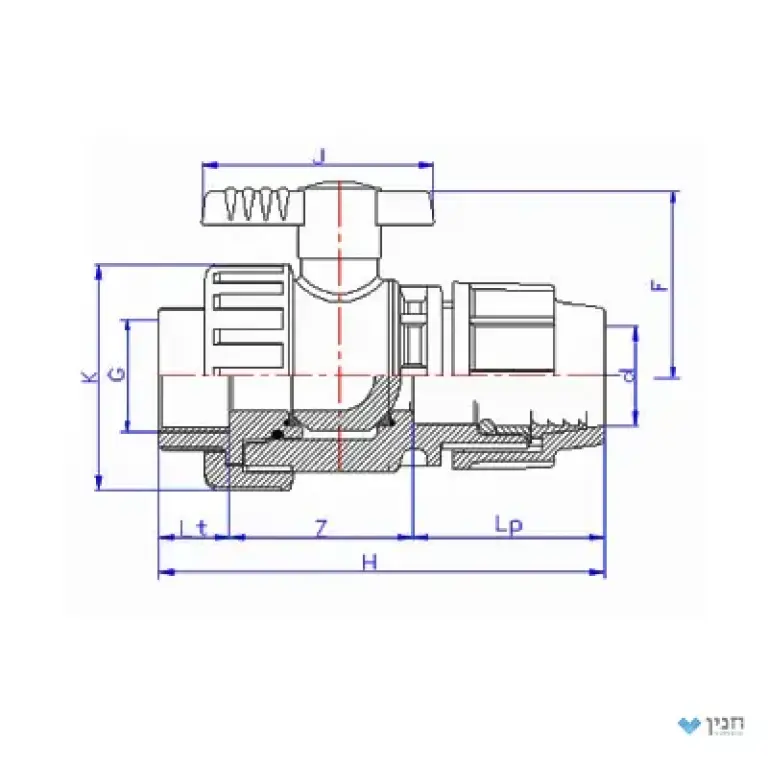 ברז כדורי PP - תבריג פנים "1.1/4×32