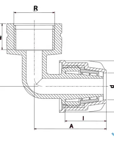 זוית 90° הברגה פנימית 16 × 3/4″