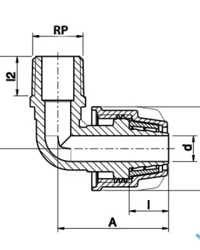 זוית 90° הברגה חיצונית 16 × 1/2″
