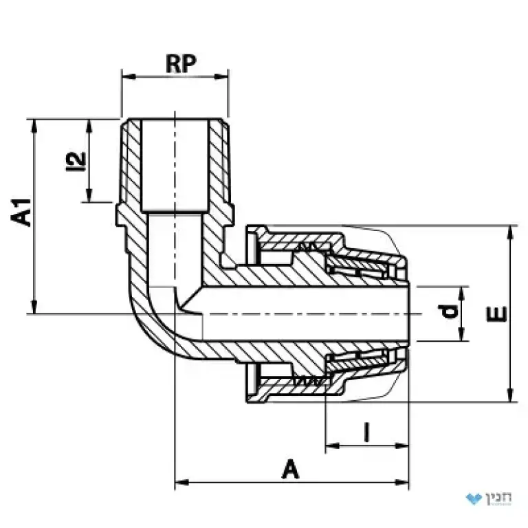 זוית 90° הברגה חיצונית 16 × 1/2″
