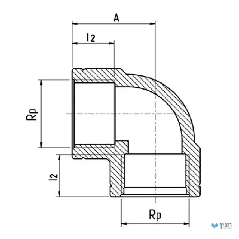 זוית 90° - הברגה פנימית ''1.1/4×''1.1/4