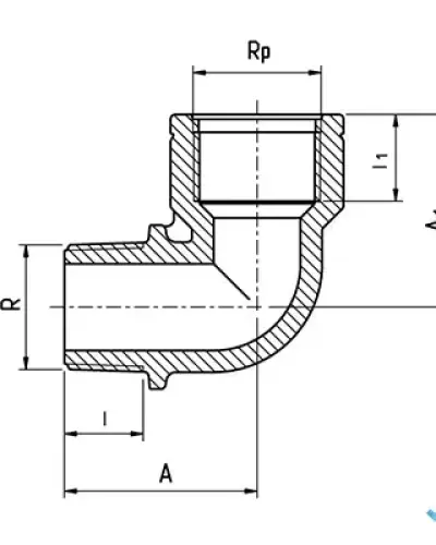 זוית "סטריט" - הברגה חוץ/פנים (שחור) ''1/2×''1/2