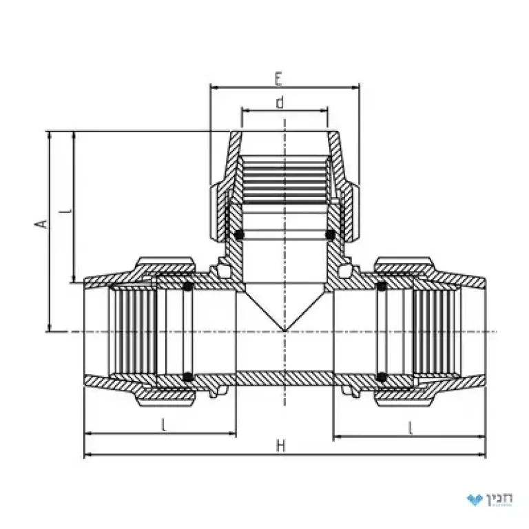 הסתעפות 90° ארוך 75 × 75 × 75
