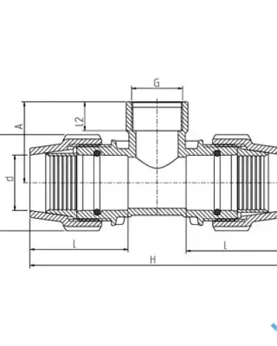 הסתעפות 90° הברגה פנימית 50 × "1.1/2 × 50