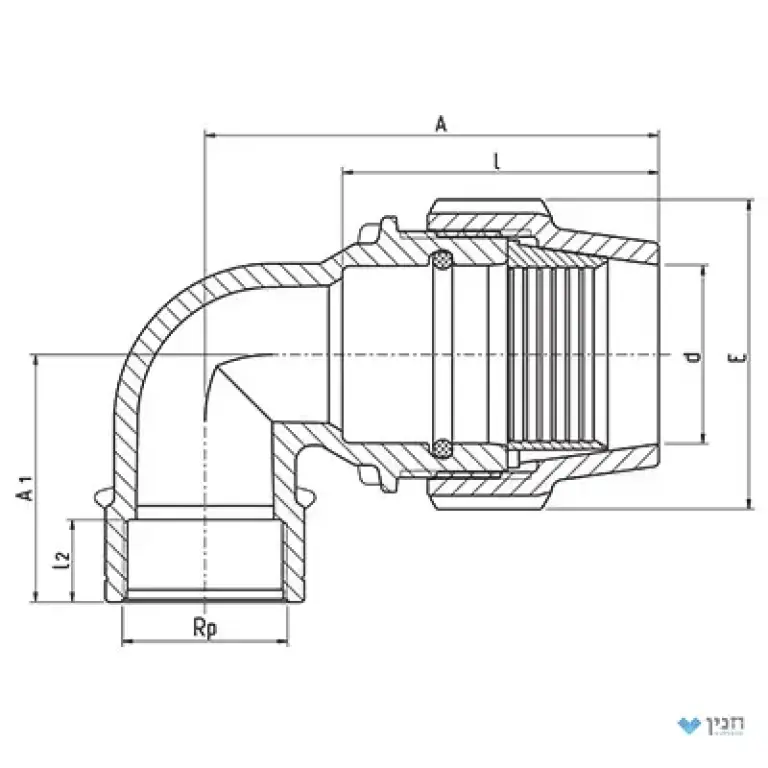 זווית הברגה פנימית 90° 75 × 3″