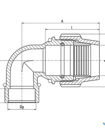 זווית הברגה פנימית 90° 75 × 3″