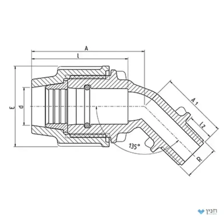 זווית חוץ 45° 20 × 1/2″