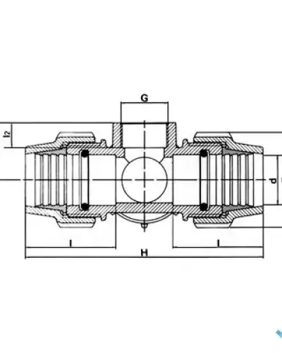צלב הסתעפות הברגה פנימית 90° 20 × 20 × 20 × 20 × 3/4″