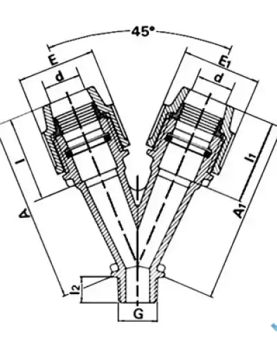 מסעף 45° "3/4 × 20 × 20