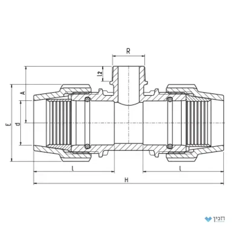 הסתעפות 90° הברגה חיצונית 63 × "1.1/2 × 63