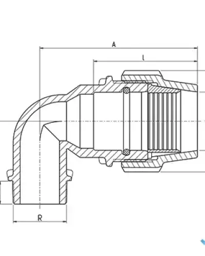 זווית הברגה חיצונית 90° 25 × 1″