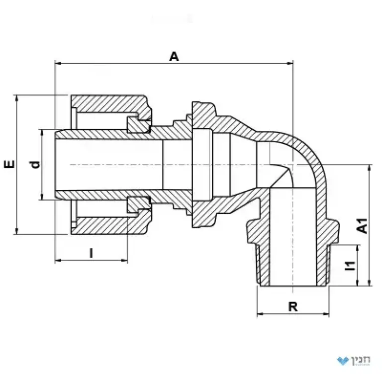 זוית 90° מודולארי - הברגה חוץ 63 × 2″