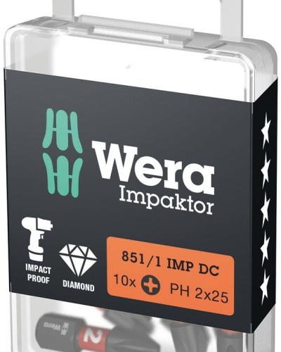 מארז ביטים פילפיס יהלום לאימפקט 10 יח PH2X25 8511 WERA