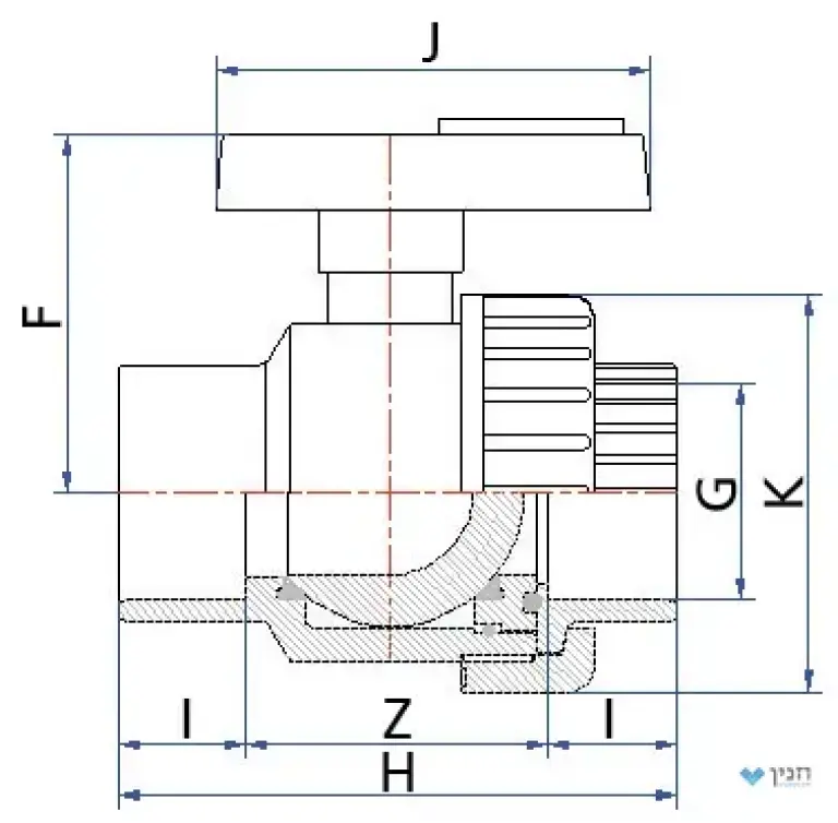 ברז כדורי 1 רקורד - הברגה 4″