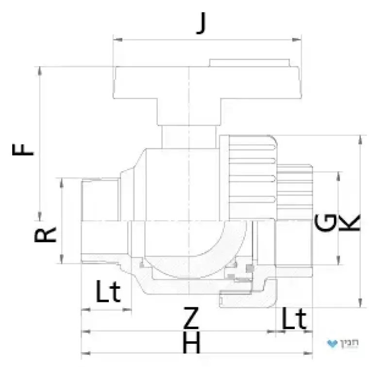 ברז כדורי 1 רקורד חוץ/פנים - הברגה 1.1/4″
