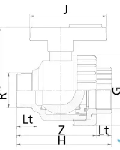 ברז כדורי 1 רקורד חוץ/פנים - הברגה 3/8″