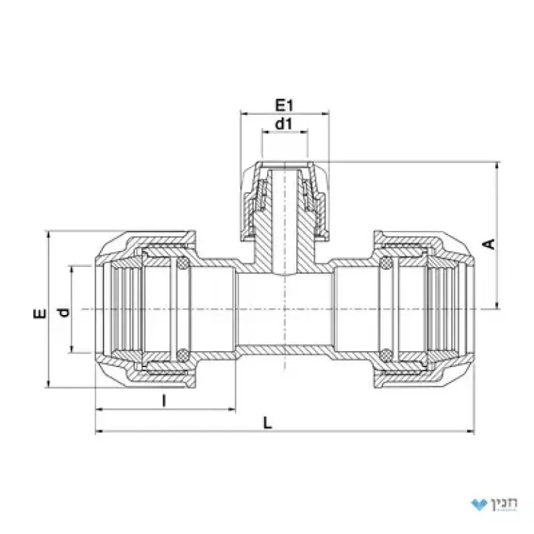 הסתעפות 90° מעבר סילבר/ חום 20 × 16 × 20