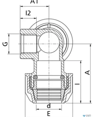 זוית דשא 90° הברגה פנימית 25 × 1/2″