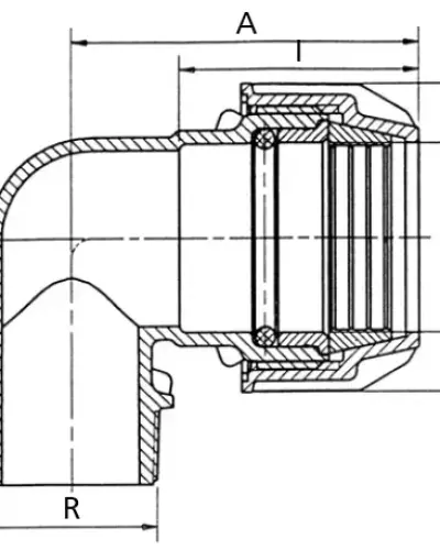 זווית הברגה חיצונית 90° 25 × 1/2″