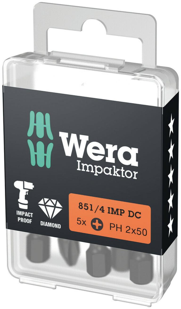 ביט פיליפס מארז 5 יח אימפקט IMP PH2X50 8514 WERA