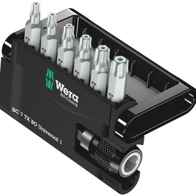 סט ביטים טורקס עם חור 14 7יח עם מוביל מגנטי Bit-Check TX WERA