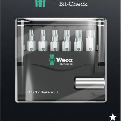 סט ביטים טורקס 14 7יח עם מוביל מגנטי בהאנגר Bit-Check TX WERA