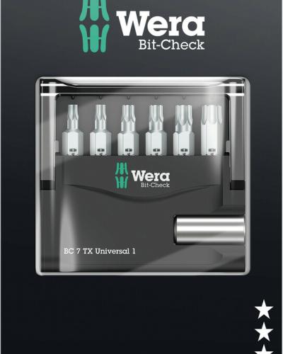 סט ביטים טורקס 14 7יח עם מוביל מגנטי בהאנגר Bit-Check TX WERA