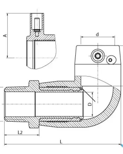 זוית 90° הברגה חיצונית 75 × 2″