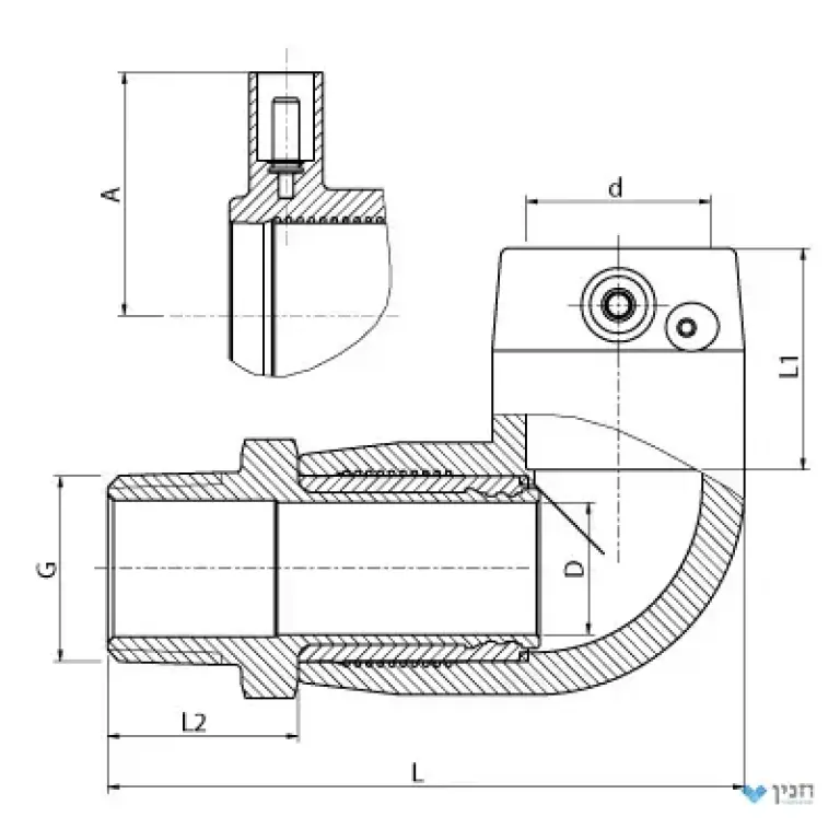 זוית 90° הברגה חיצונית 32 × "1/2