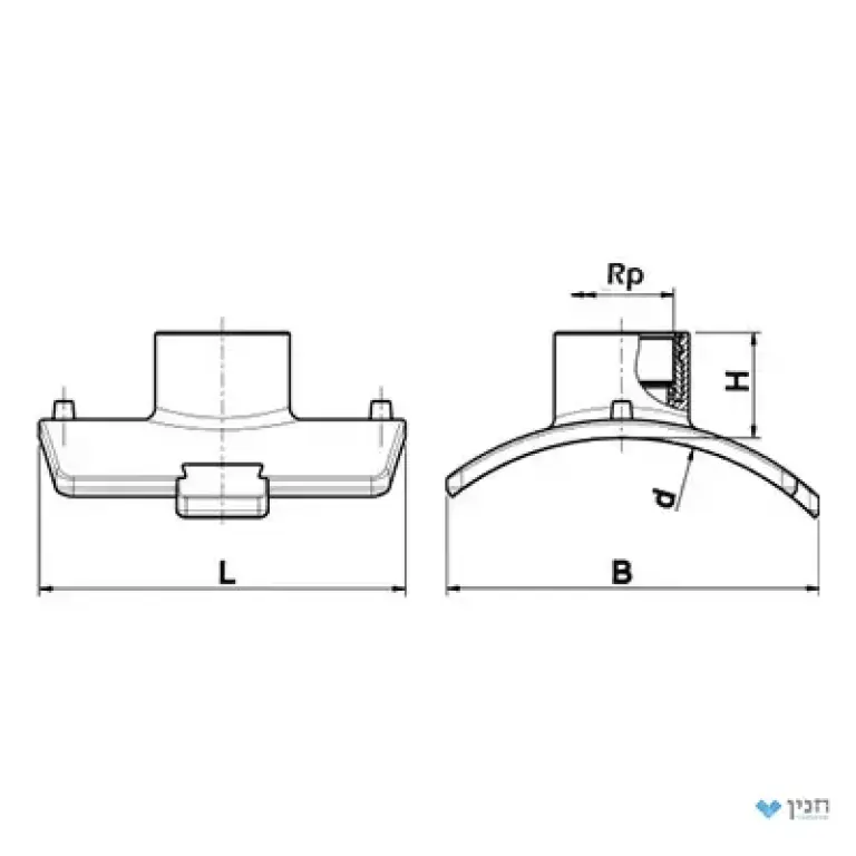 רוכב מעבר הברגה פנימית - פליז לקטרים גדולים ''2×450–800