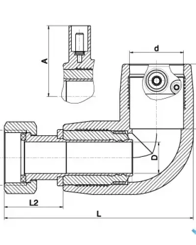 20 × 3/4″ זווית רקורד 90° – הברגה פנימית (פליז)