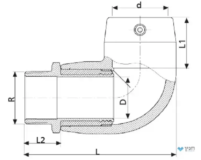 זוית 90° מעבר - הברגה חיצונית נירוסטה 63 × 1.1/2″