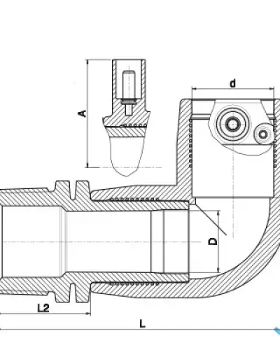 זוית 90° הברגה חיצונית 40 × 1.1/4″