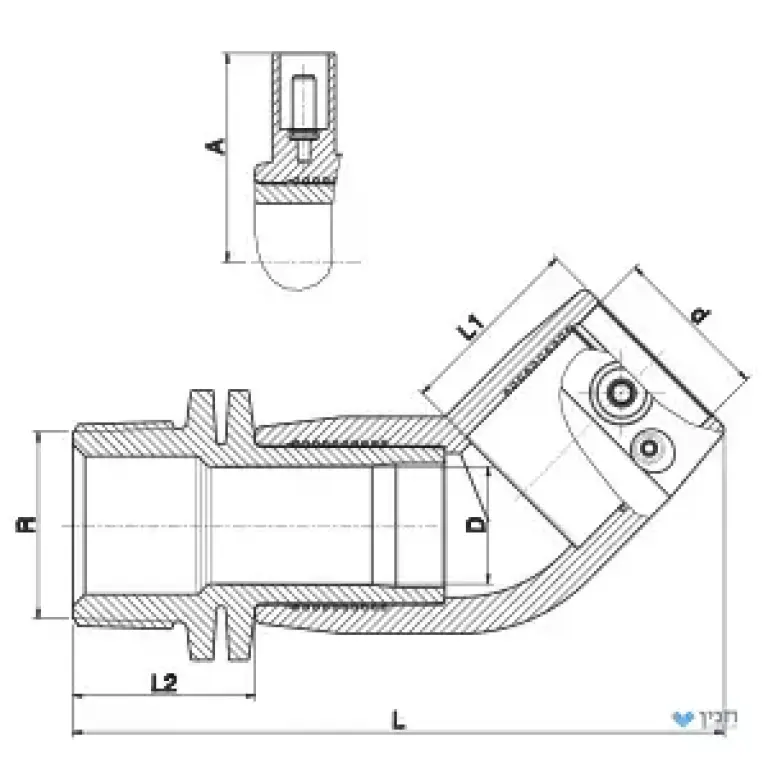 זוית 45° מעבר הברגה חיצונית PE 40 × 1.1/4″