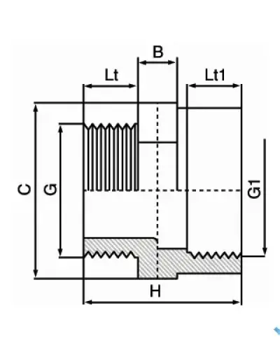 חוץ/ פנים- הברגה (בושינג) 3″ × "4