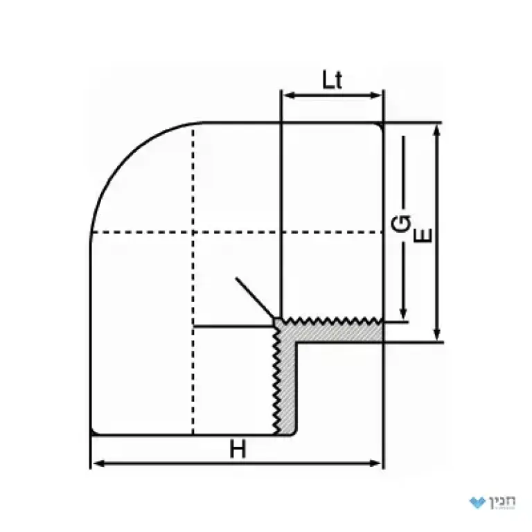 זווית 90° - הברגה 1″