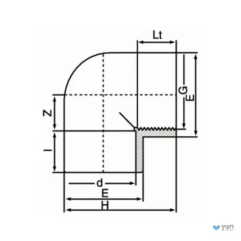 זווית 90° - הברגה/ הדבקה "2 × 63