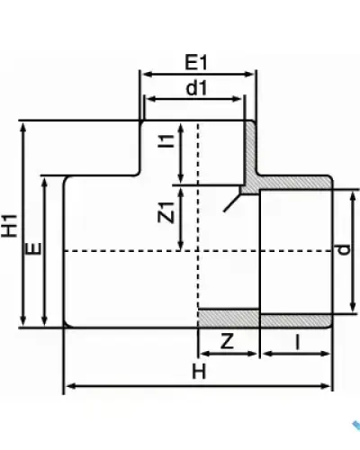 הסתעפות מעבר 90° 25 × 20