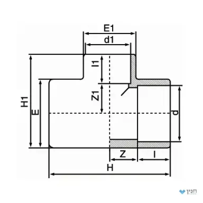 הסתעפות מעבר 90° 25 × 20