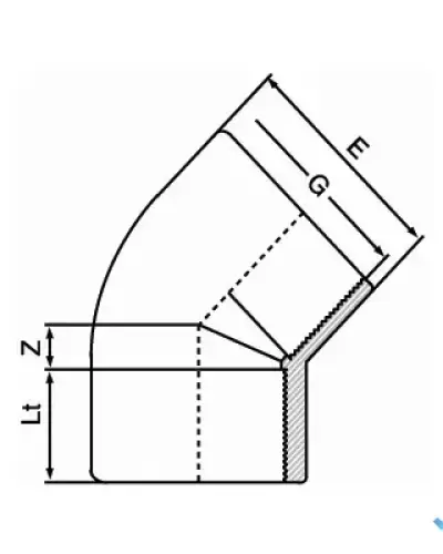 זוית 45° - הברגה 2″