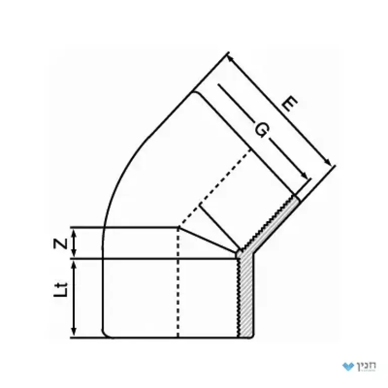 זוית 45° - הברגה 2″