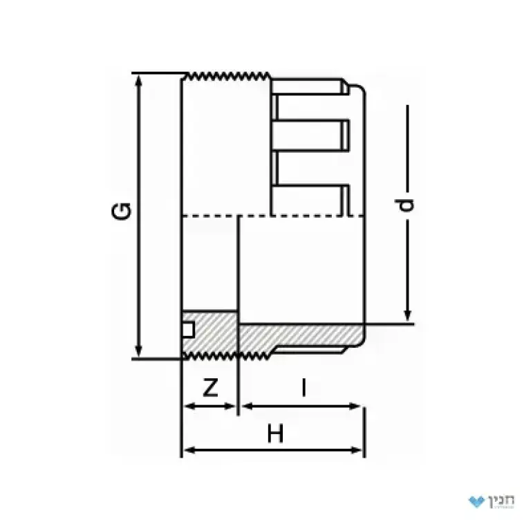 מעבר הברגה חוץ/פנים )בושינג( x 3/8″ × 3/4″