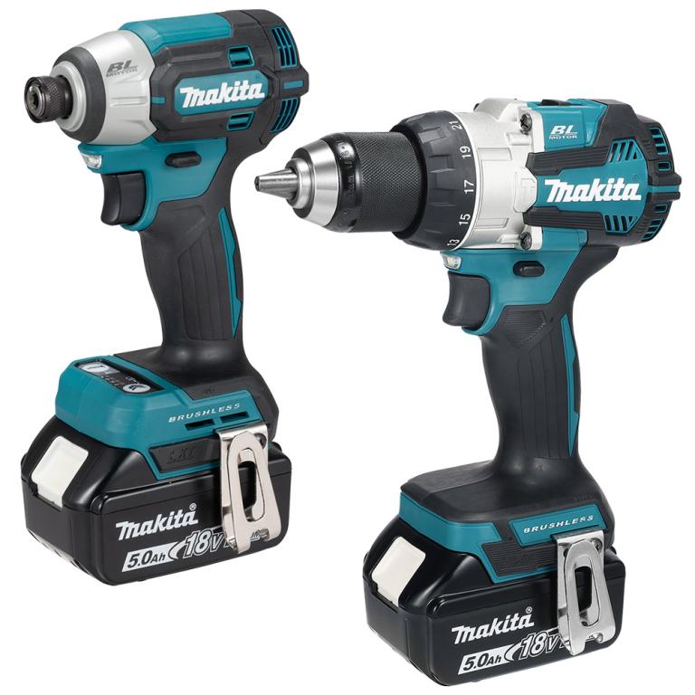סט 2 כלי עבודה נטענים מקצועי 18V BL עם 2 סוללות 5Ah ומטען MAKITA DLX2128TX1