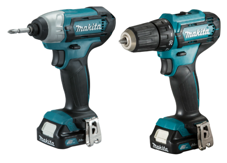 סט 2 כלים 12V נטען עם 2 סוללות 15A ומטען MAKITA CLX224SX