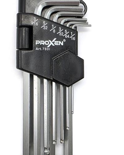 סט אלן אינצ כדורי 9 חלקים פלדת S2 ארוך PROXEN