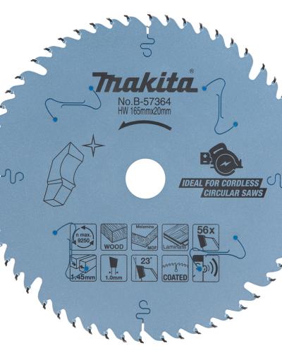 להב TCT מצופה שקט EFFICUT למסור עגול נטען 165X56 עץ MAKITA