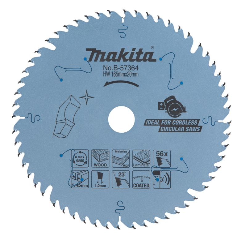 להב TCT מצופה שקט EFFICUT למסור עגול נטען 165X56 עץ MAKITA