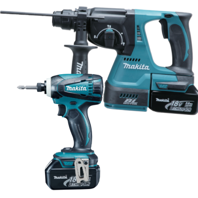 סט כלים 18V נטען עם 2 סוללות 4A ומטען MAKITA DLX2122M