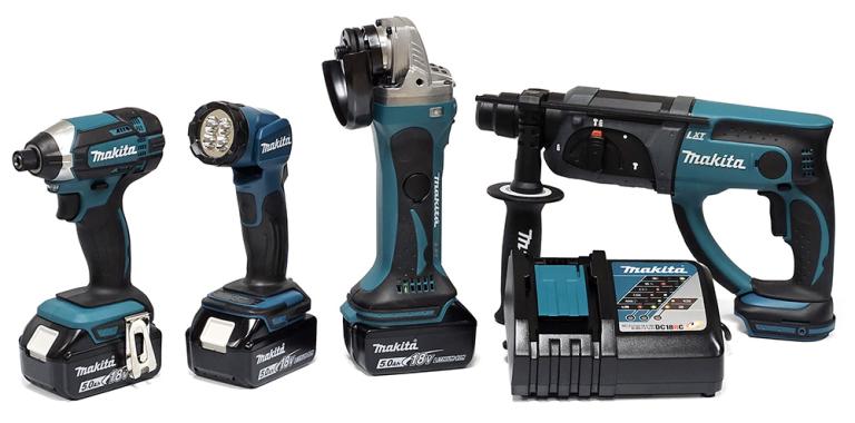 סט 4 כלים כלים 18V נטען עם 3 סוללות 5A ומטען MAKITA DLX4165TX1