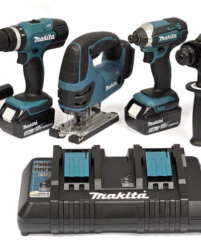 סט 6 כלים 18V נטען 3 סוללות 5A ומטען כפול MAKITA DLX6068PT